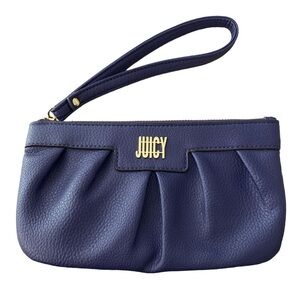 Juicy Couture blue wallet wristlet with card holder & zip pocket Gold accent